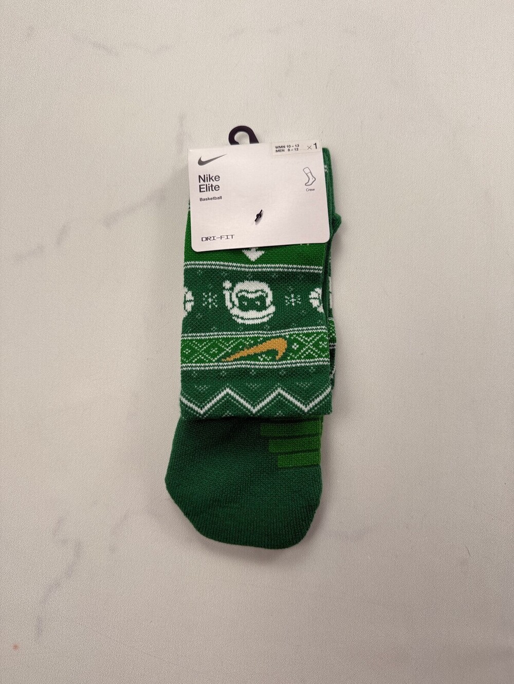 Nike Elite Socks Green Modern Classic Street Style - L Men 8 - 12 Women 10 - 13